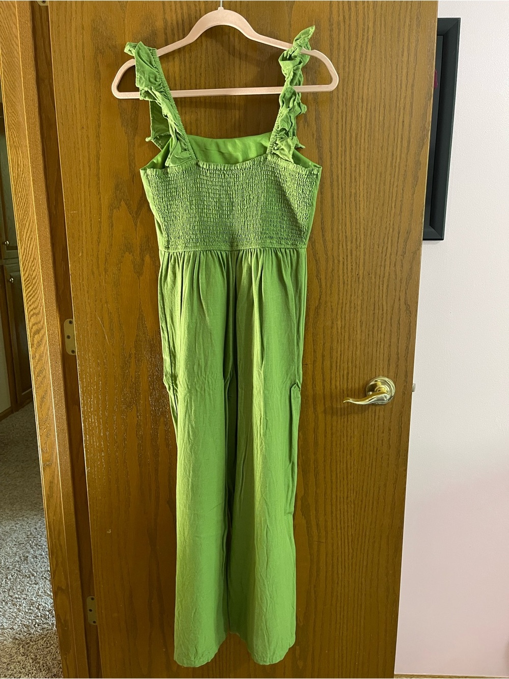 Green Ruffle-Strap Jumpsuit - Picture 2 of 3